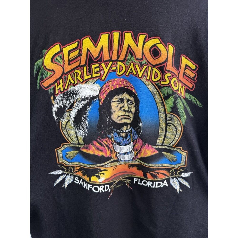 Harley-Davidson Seminole Sanford Florida T-Shirt‎ Black Short Sleeve Sz Large